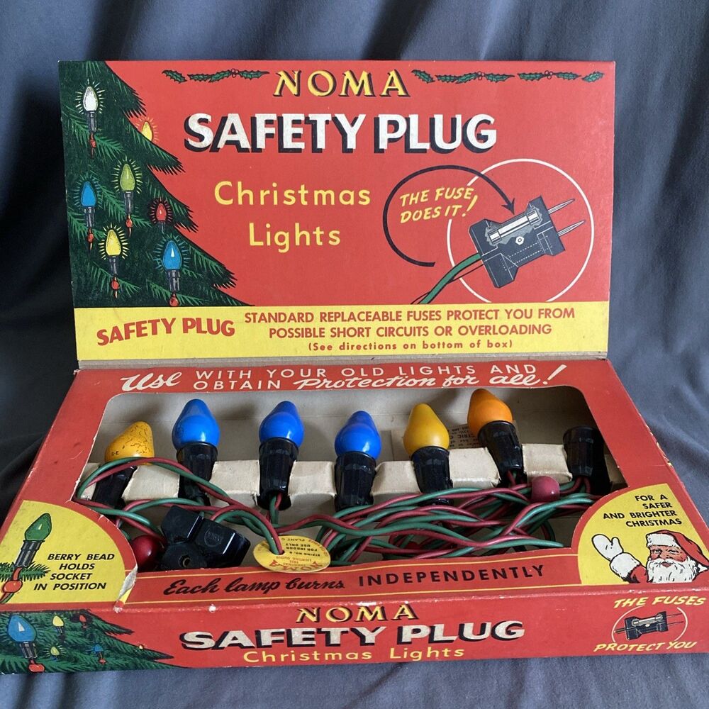 Vintage Christmas NOMA LITES 2 Wire Light Strand w Bead Original Box